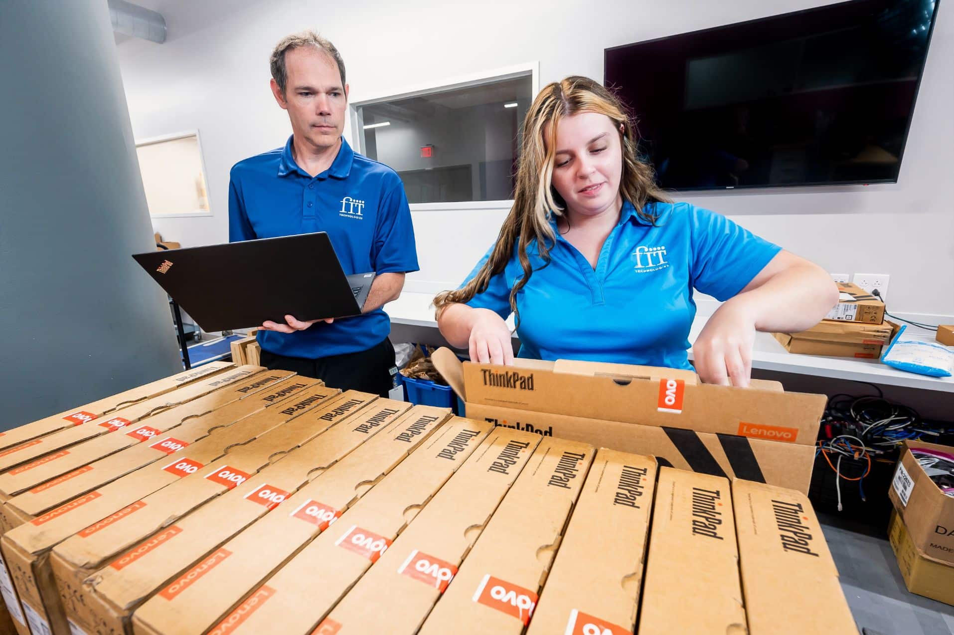 FIT team unboxing equipment